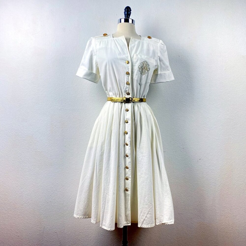 Vintage 80s California Girl White Dress